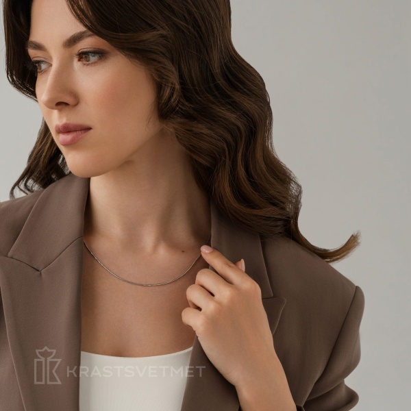 Цепь из белого золота 585, плетение «Снейк»